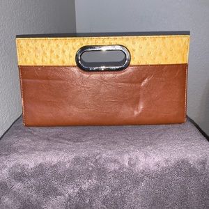 Brown and Yellow Clutch Purse